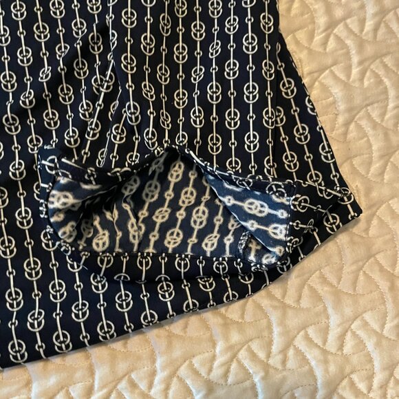 Ann Taylor Classic Navy and White Pattern Blouse Drape Neckline (Size M) - Picture 10 of 12